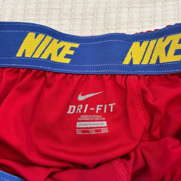 Nike Dri-Fit Mens Basketball Shorts Red Mesh Blue and Yellow Accents Size XXL - Picture 7 of 11